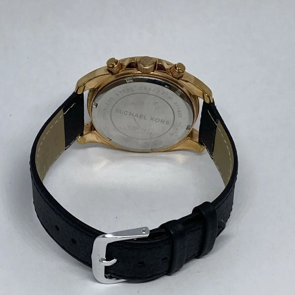 Michael Kors MK5943 Women's Black Leather Analog Dial Quartz Wrist Watch HK1053